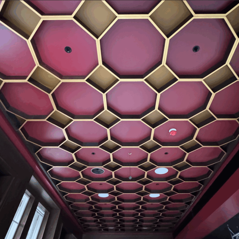Bespoke honeycomb ceiling joinery installed in a Grade II-listed building in central London by Vascroft’s in-house joinery team